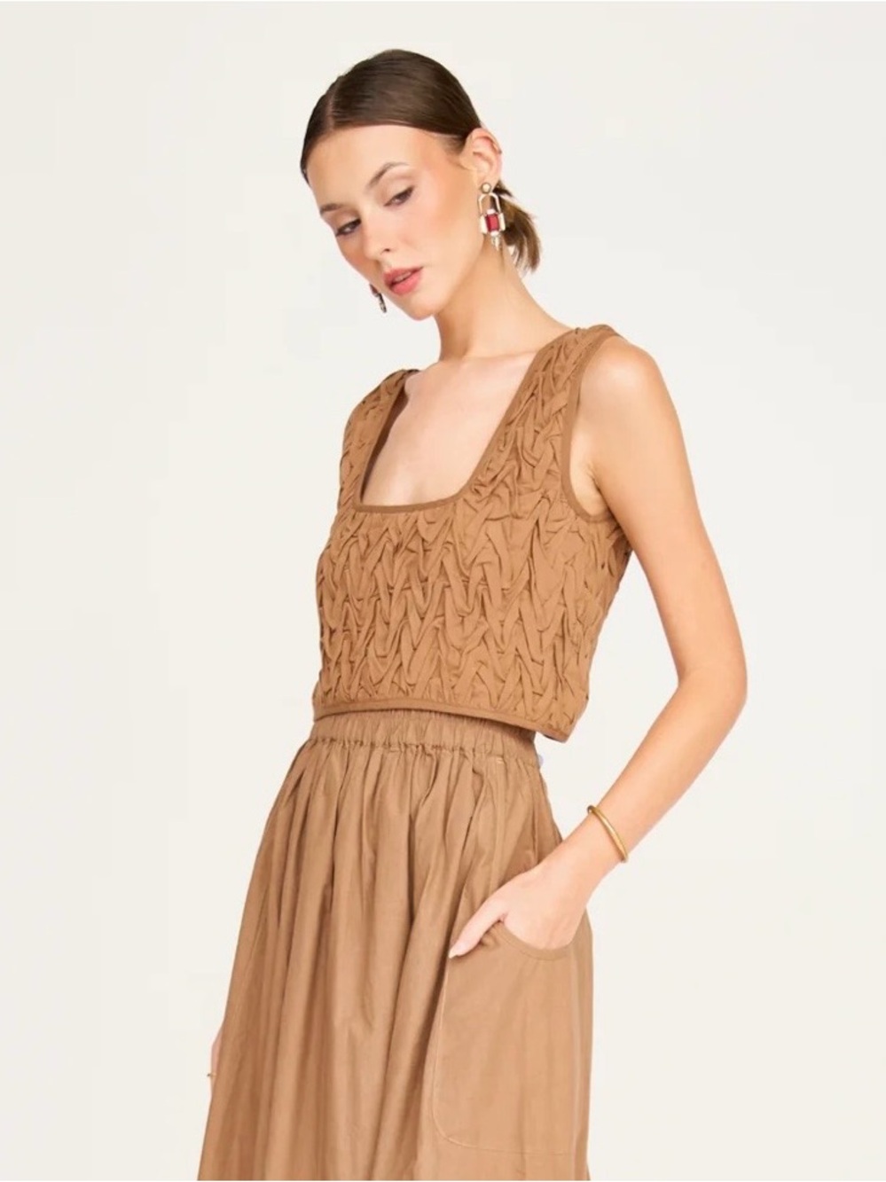 Morro Smocked Top in Brownie - Picture 2 of 9